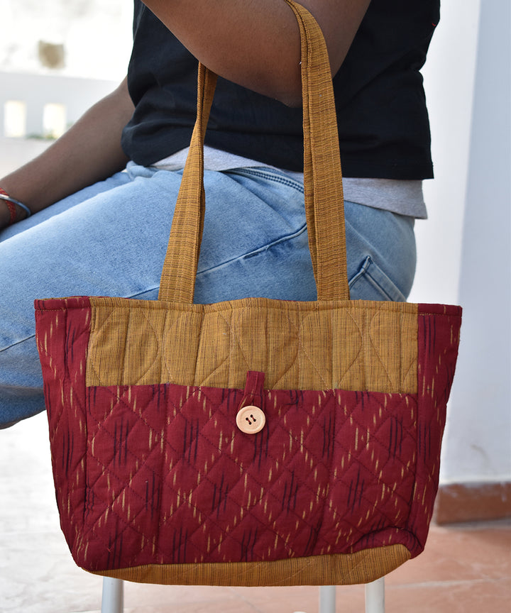 Red mustard handcrafted cotton tote bag