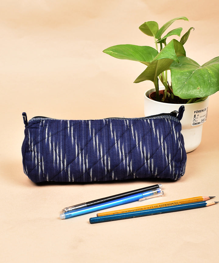 Blue white handwoven cotton pouch