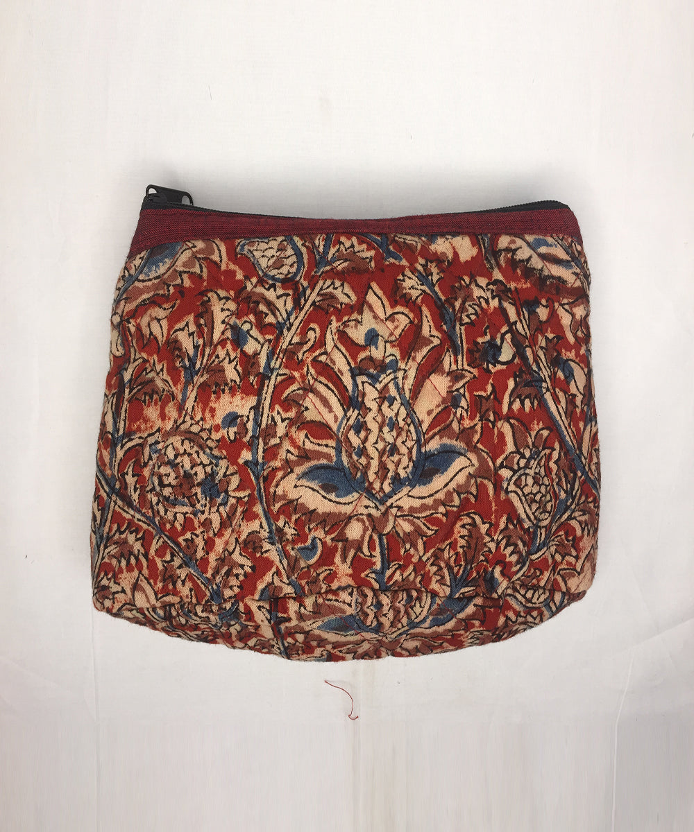 Red white handwoven cotton pouch