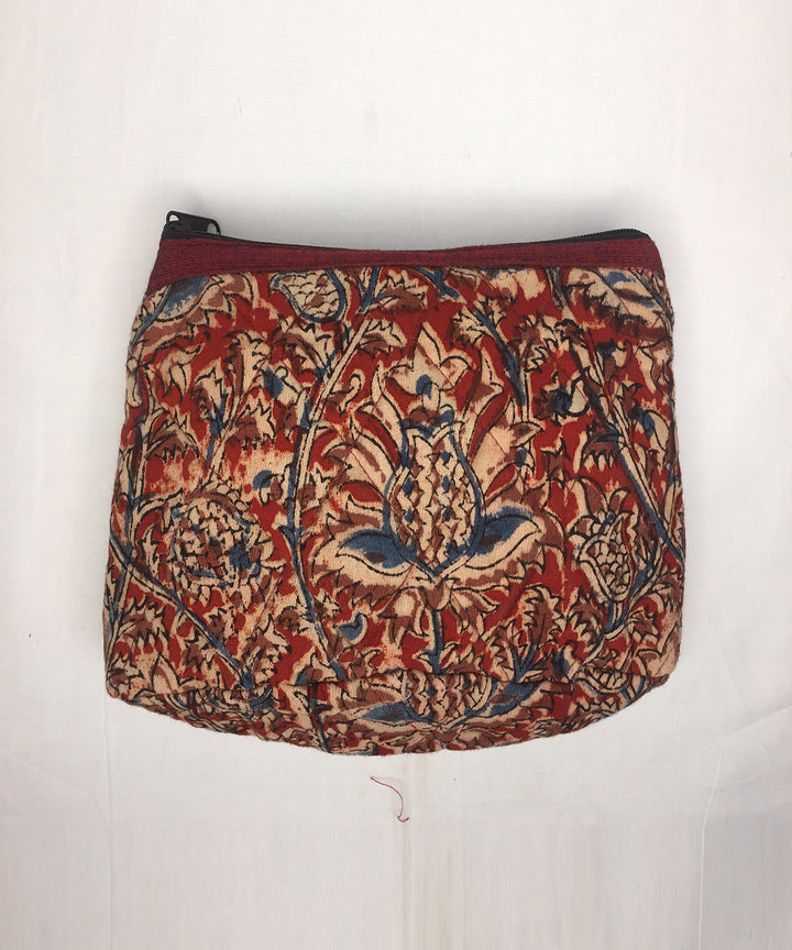 Red white handwoven cotton pouch
