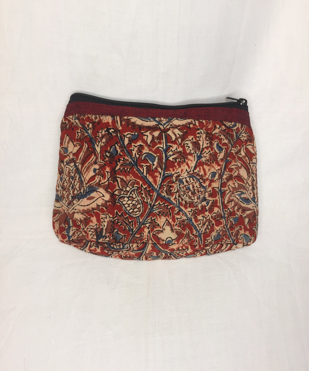 Red white handwoven cotton pouch