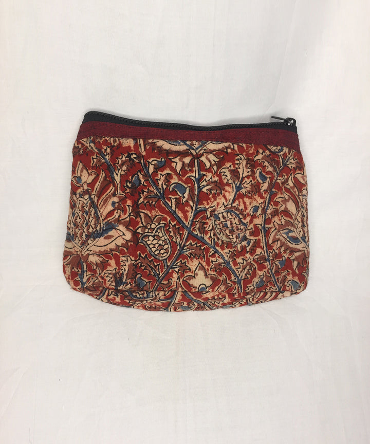 Red white handwoven cotton pouch