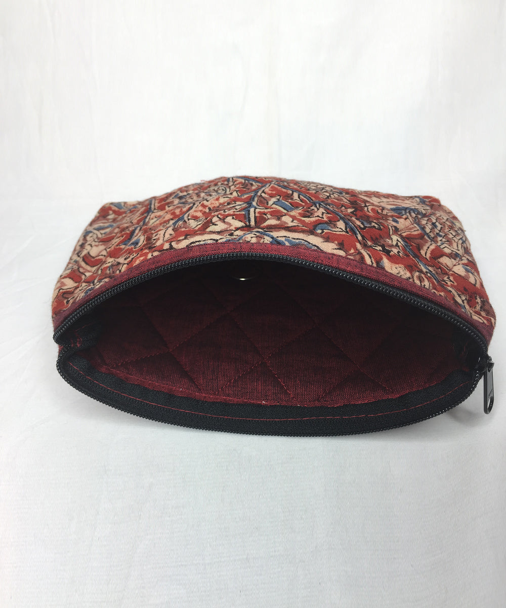 Red white handwoven cotton pouch
