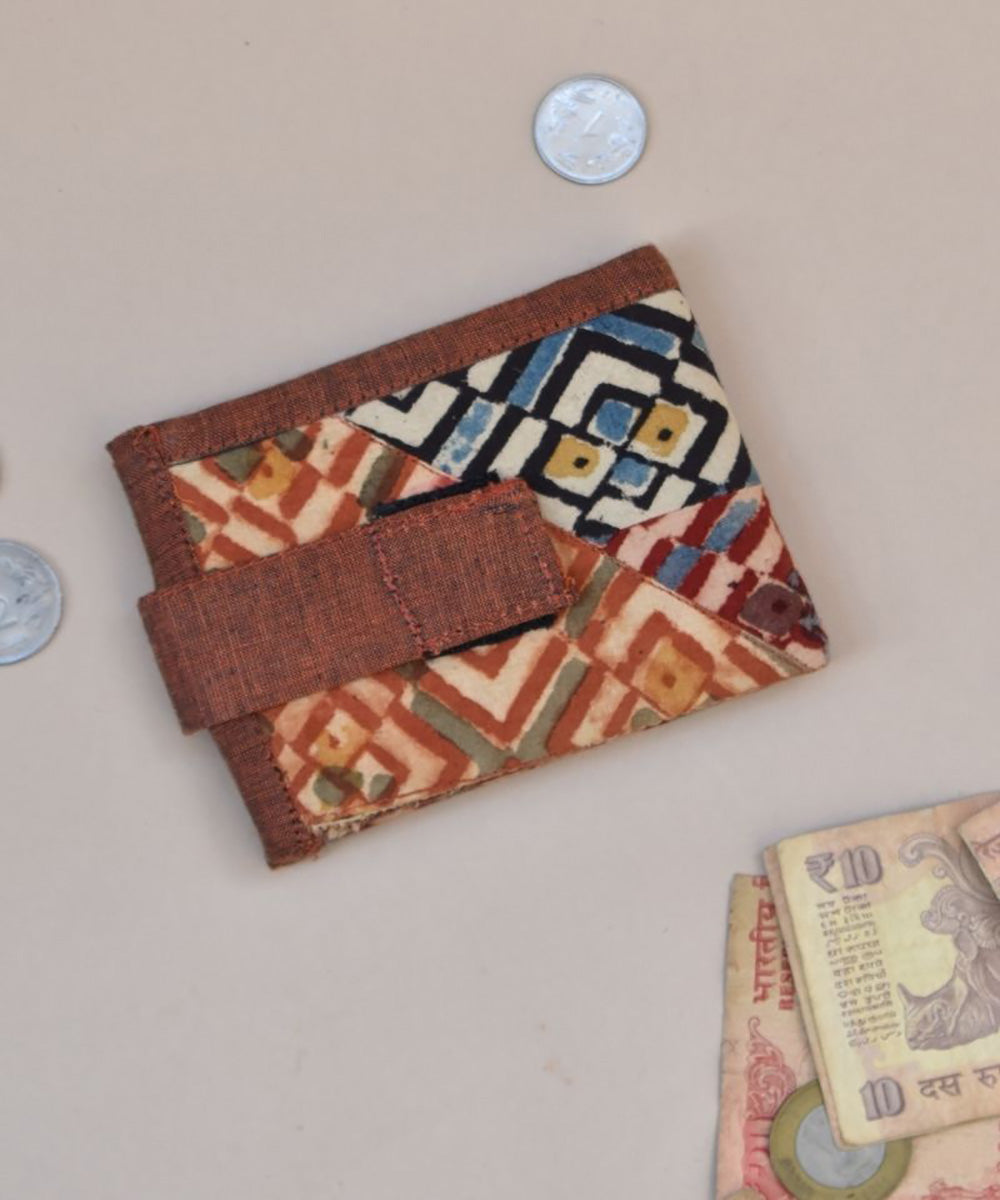 Brown multicolor handcrafted cotton unisex wallet