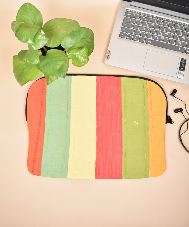 Multicolour handcrafted cotton laptop sleeve