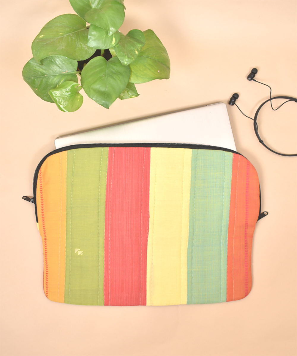 Multicolour handcrafted cotton laptop sleeve