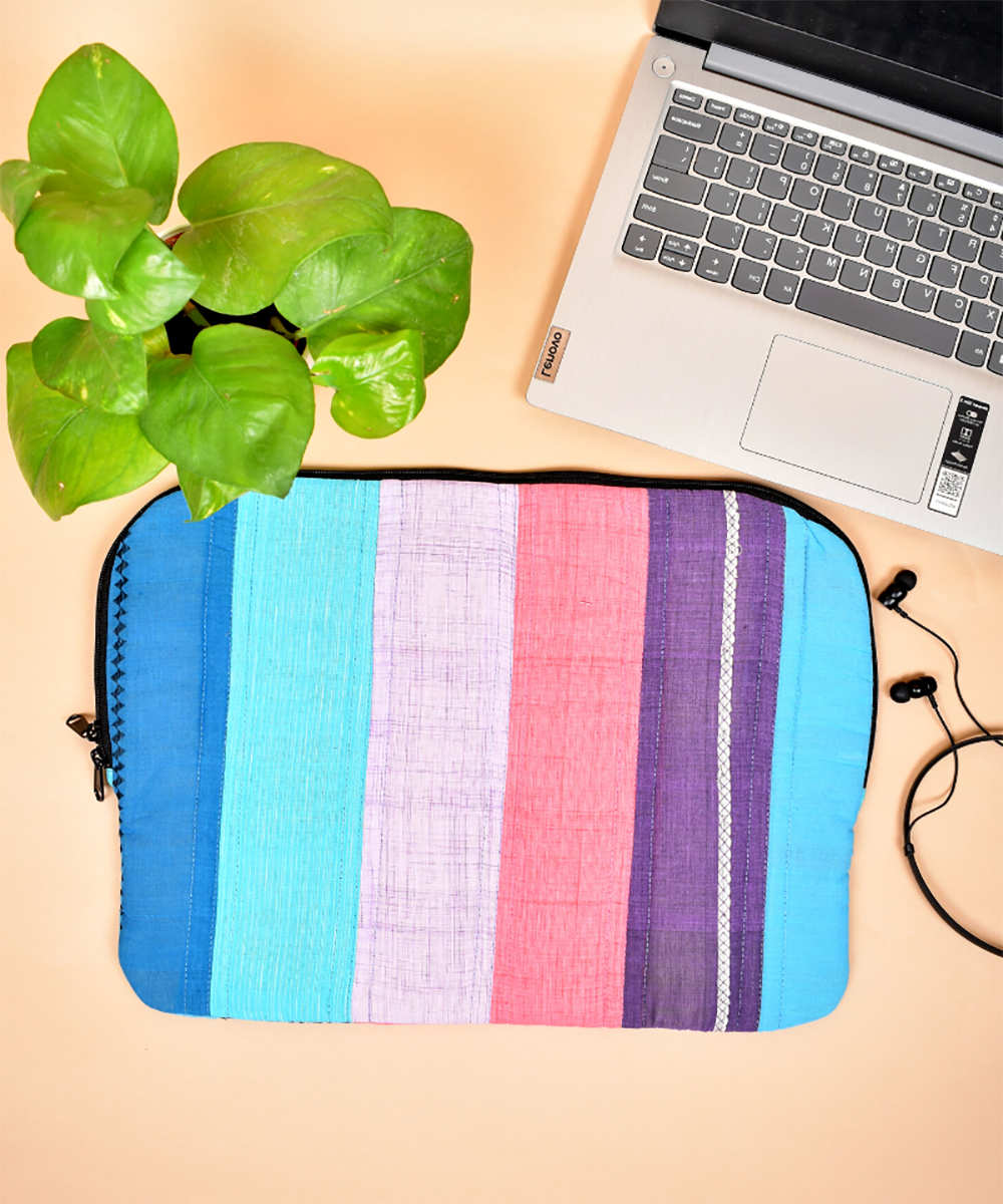 Multi color handcrafted cotton laptop sleeve