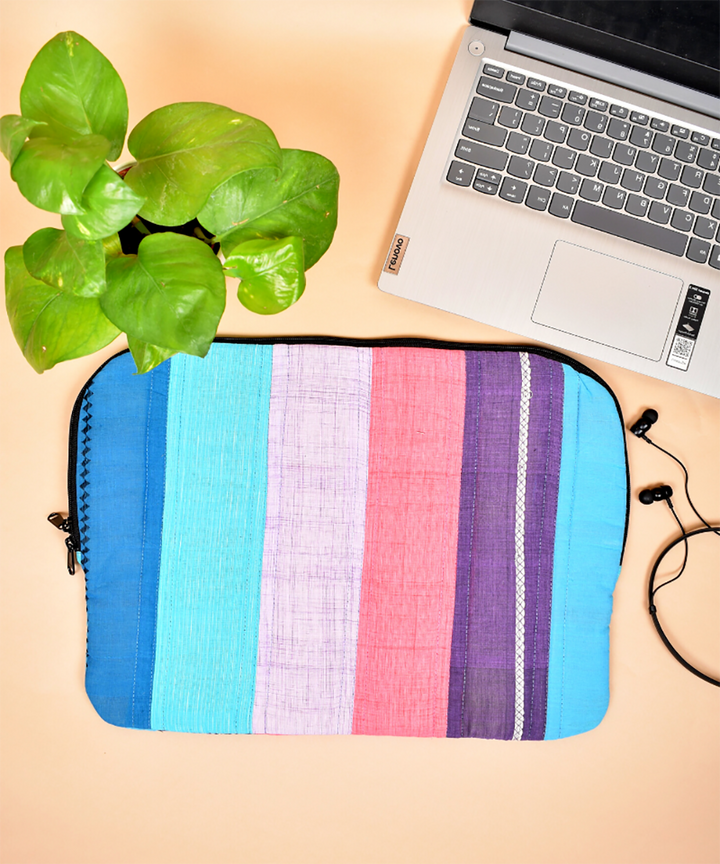 Multi color handcrafted cotton laptop sleeve