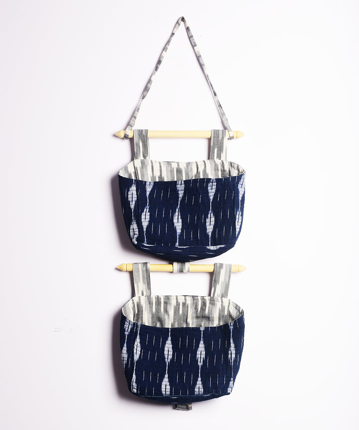 Blue handcrafted cotton wall stationary organiser