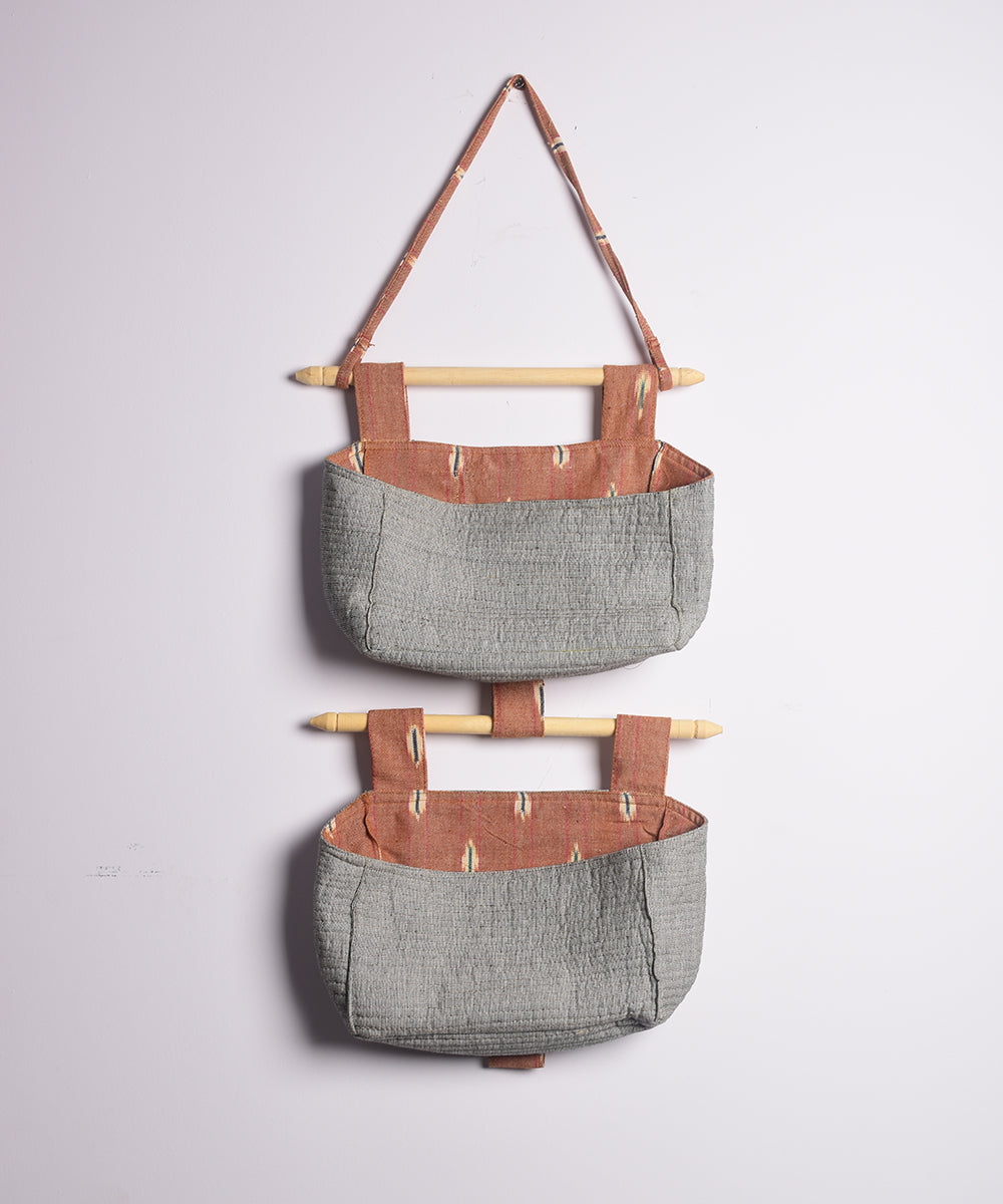 Grey handcrafted cotton wall stationary organiser