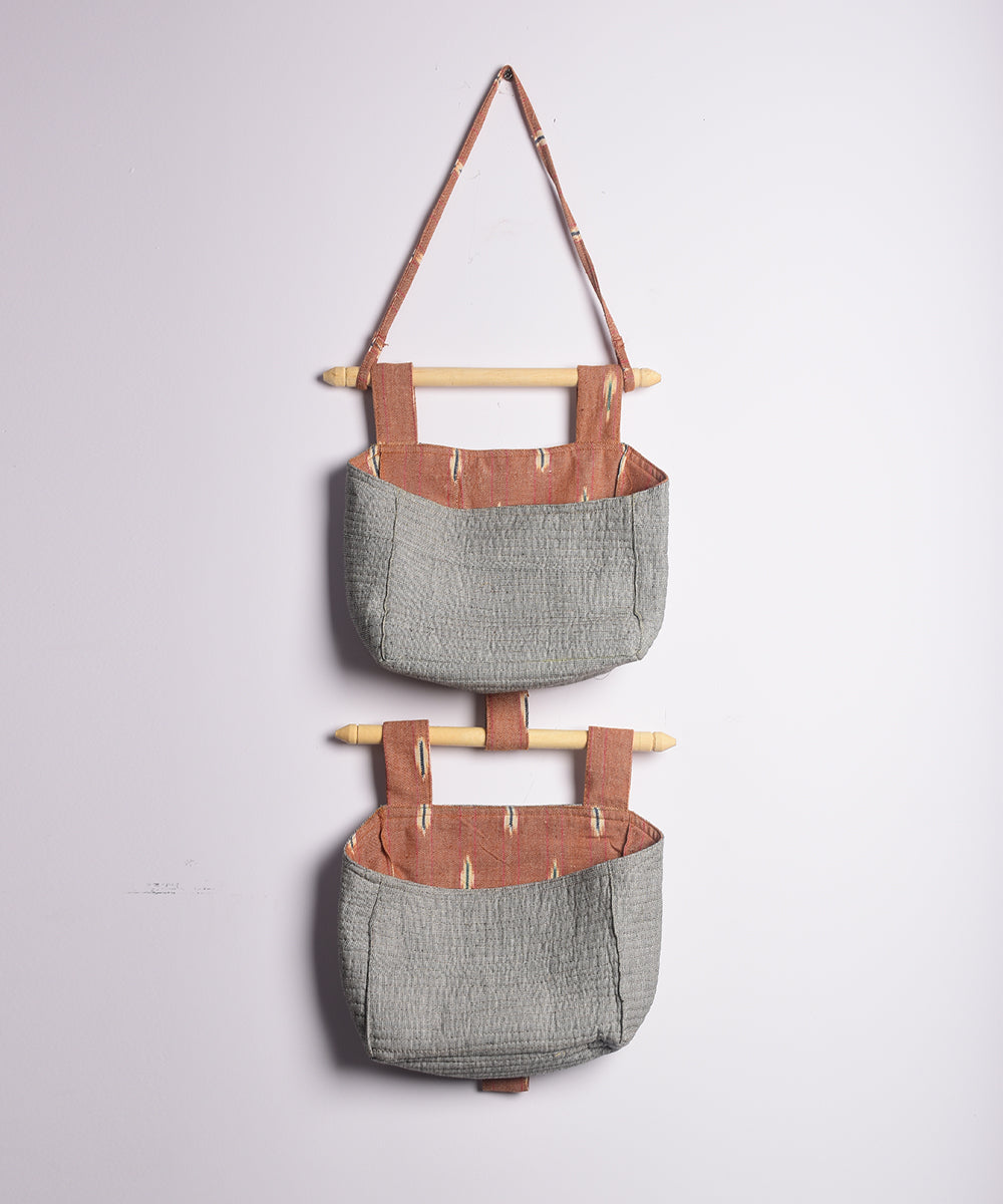 Grey handcrafted cotton wall stationary organiser