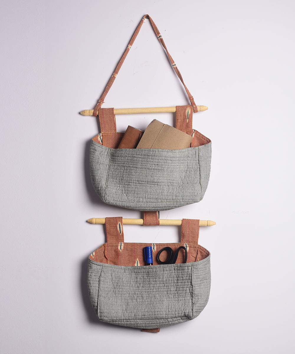 Grey handcrafted cotton wall stationary organiser