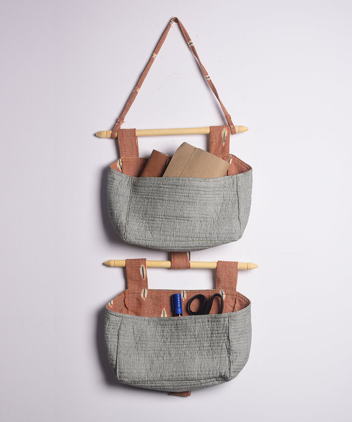 Grey handcrafted cotton wall stationary organiser