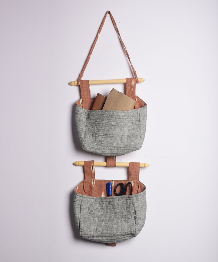 Grey handcrafted cotton wall stationary organiser