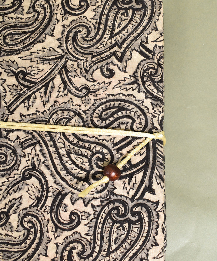 White handcrafted kalamkari cotton diary with dori