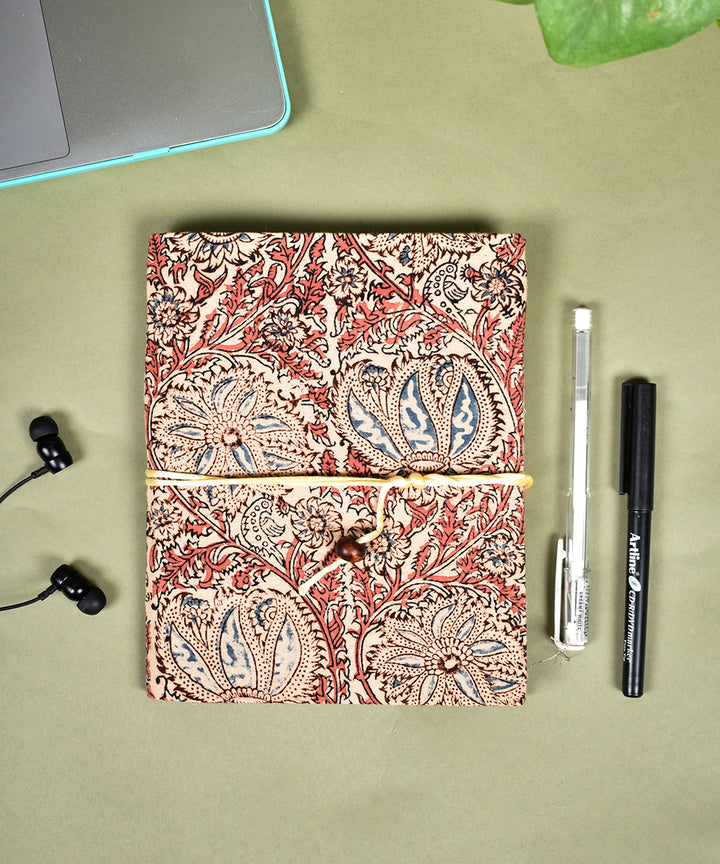 Multicolor handcrafted kalamkari cotton diary with dori