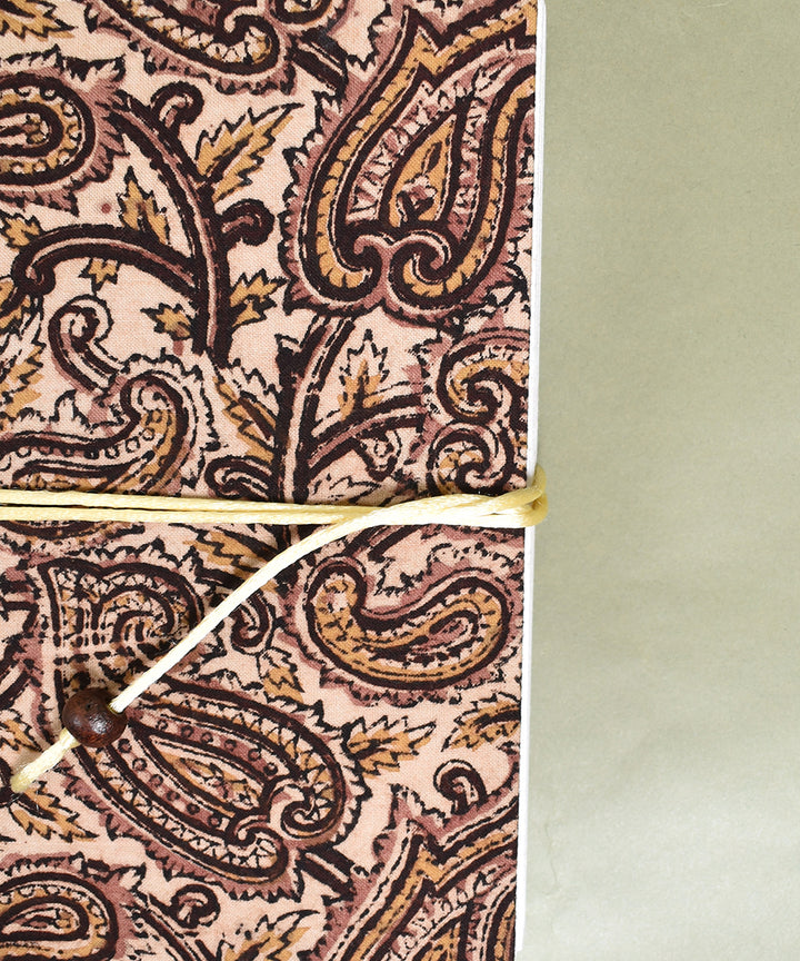 Brown handcrafted kalamkari cotton diary with dori