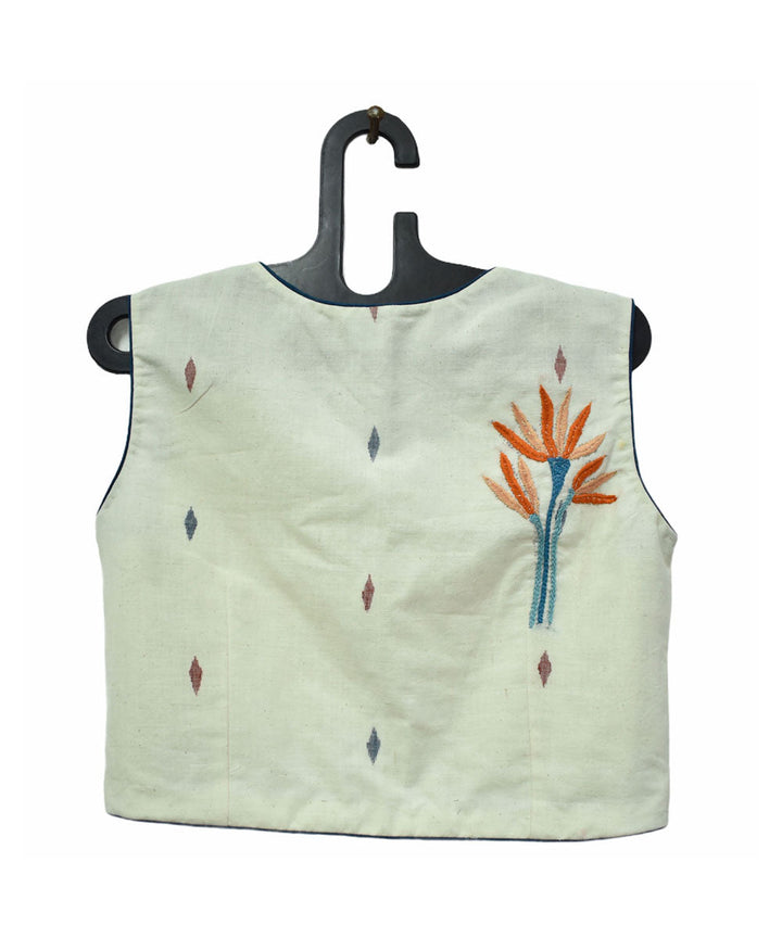 Blue hand embroidery jamdani cotton crop top