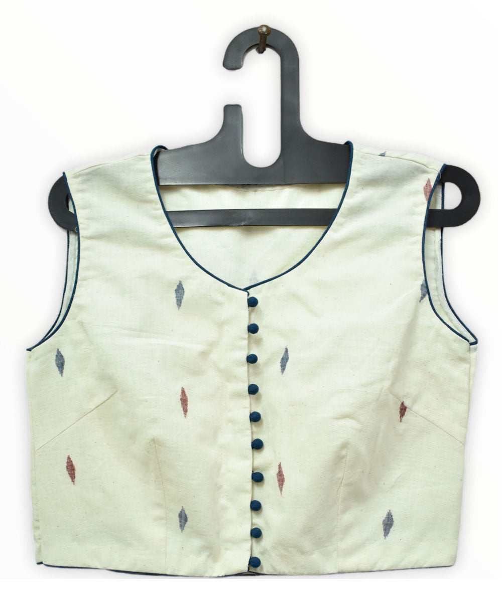 Blue hand embroidery jamdani cotton crop top
