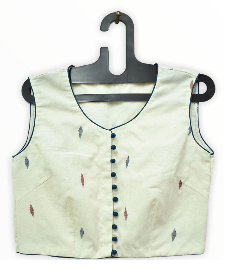 Blue hand embroidery jamdani cotton crop top