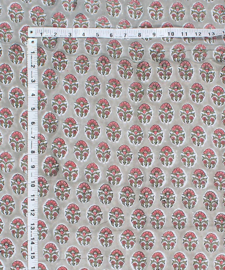 2.5m Grey handblock print cotton kurta cut piece