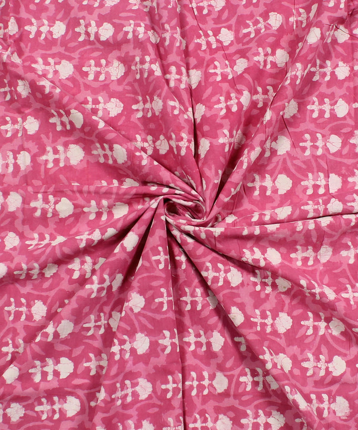 2.5m Pink handblock print cotton kurta cut piece
