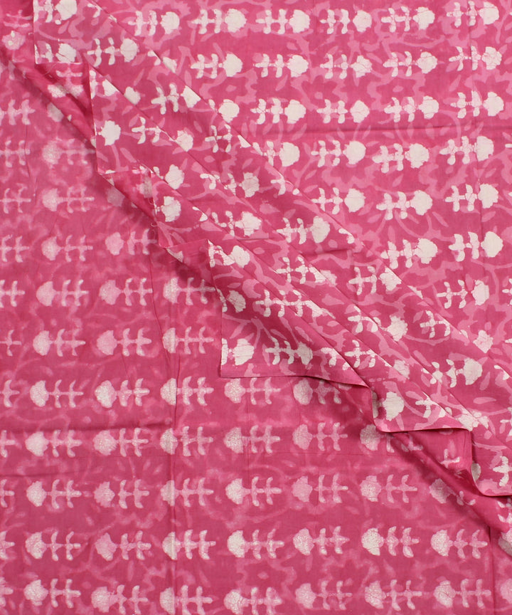 2.5m Pink handblock print cotton kurta cut piece