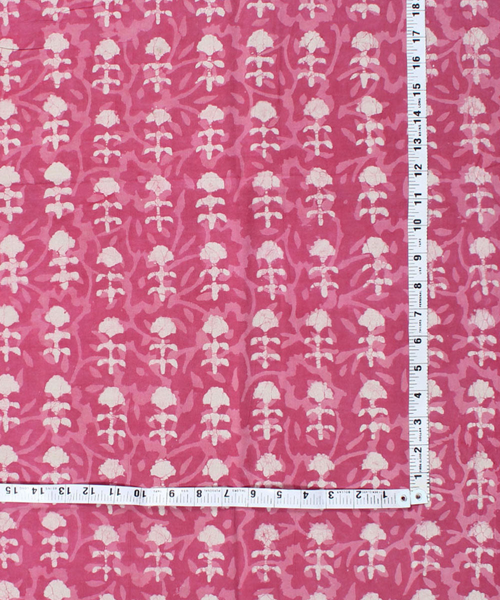 2.5m Pink handblock print cotton kurta cut piece