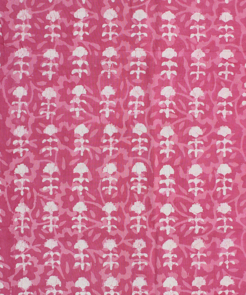 2.5m Pink handblock print cotton kurta cut piece