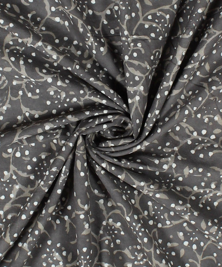 2.5m Grey hand block print cotton kurta cut piece