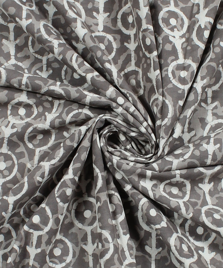 2.5m Grey handblock printed cotton kurta cut piece