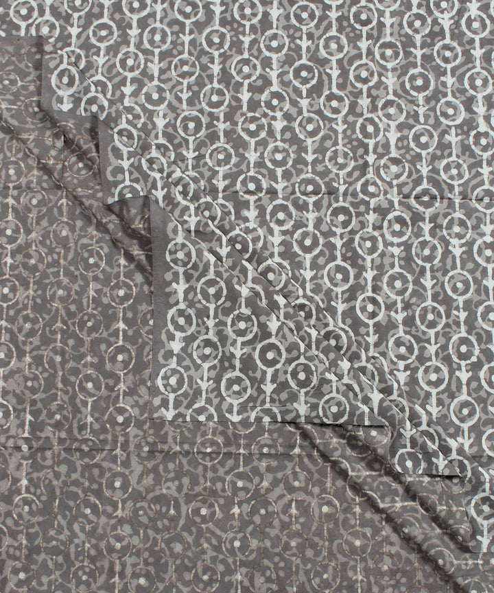 2.5m Grey handblock printed cotton kurta cut piece