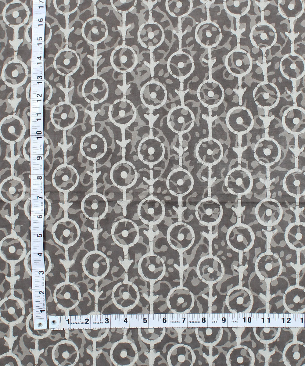 2.5m Grey handblock printed cotton kurta cut piece