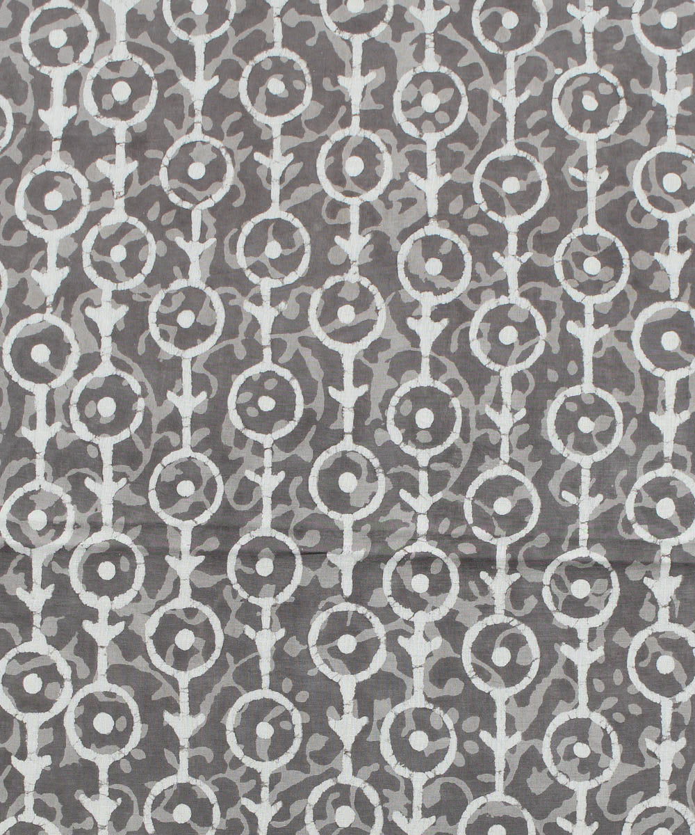 2.5m Grey handblock printed cotton kurta cut piece