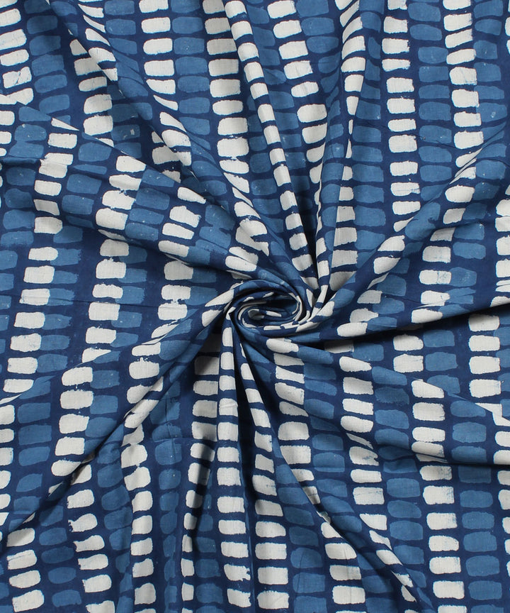 2.5m Dark blue handblock print cotton kurta cut piece