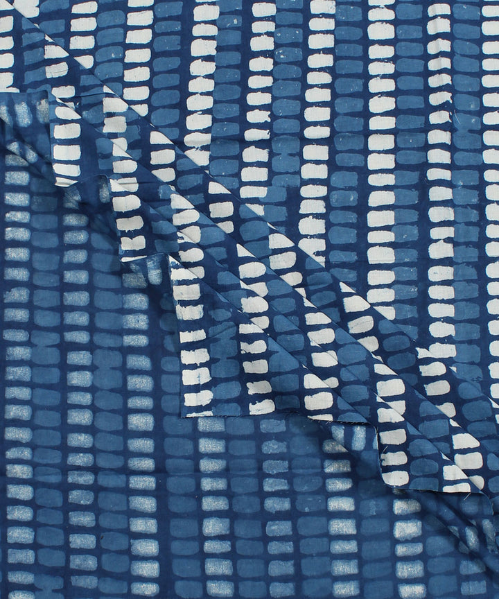 2.5m Dark blue handblock print cotton kurta cut piece