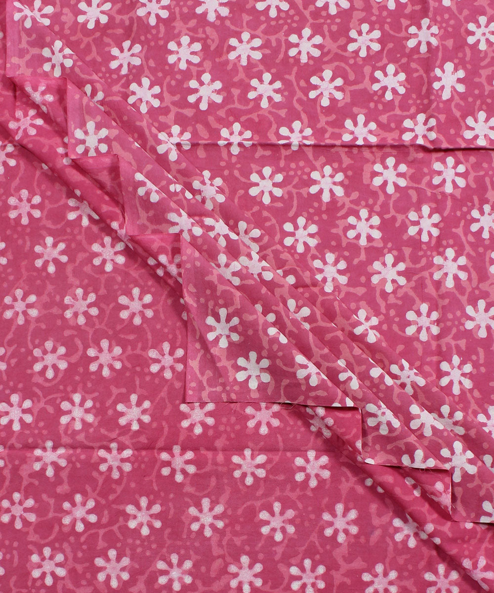2.5m Pink hand block print cotton kurta cut piece