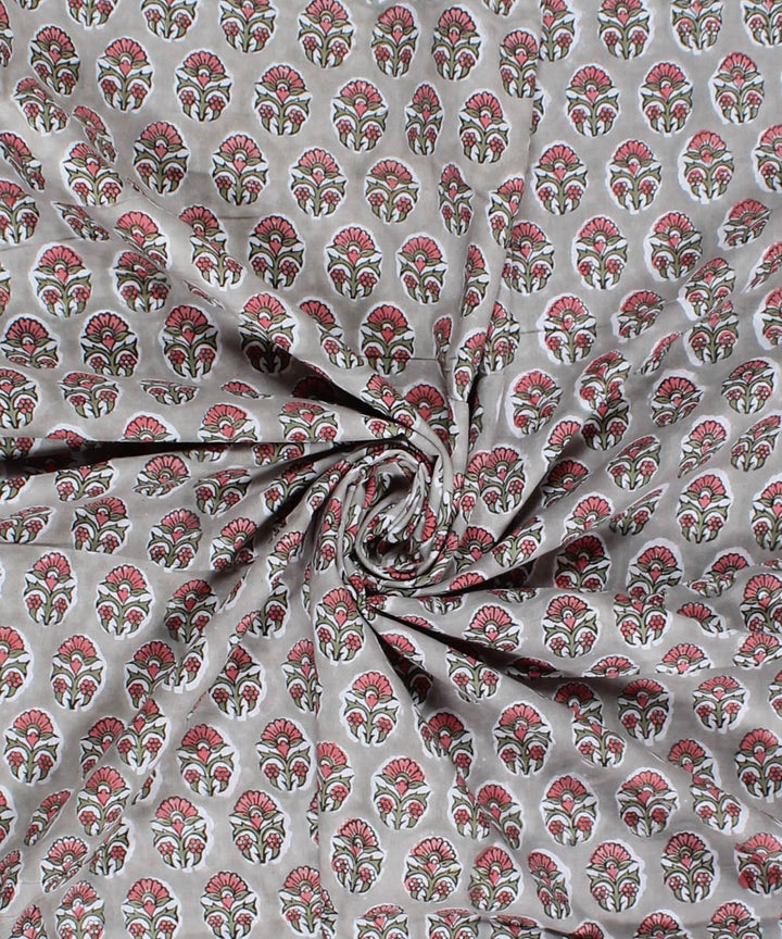 2.5m Grey hand block printed cotton kurta cut piece