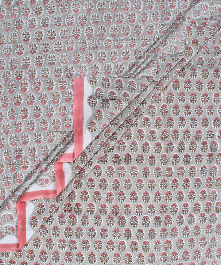 2.5m Grey hand block printed cotton kurta cut piece