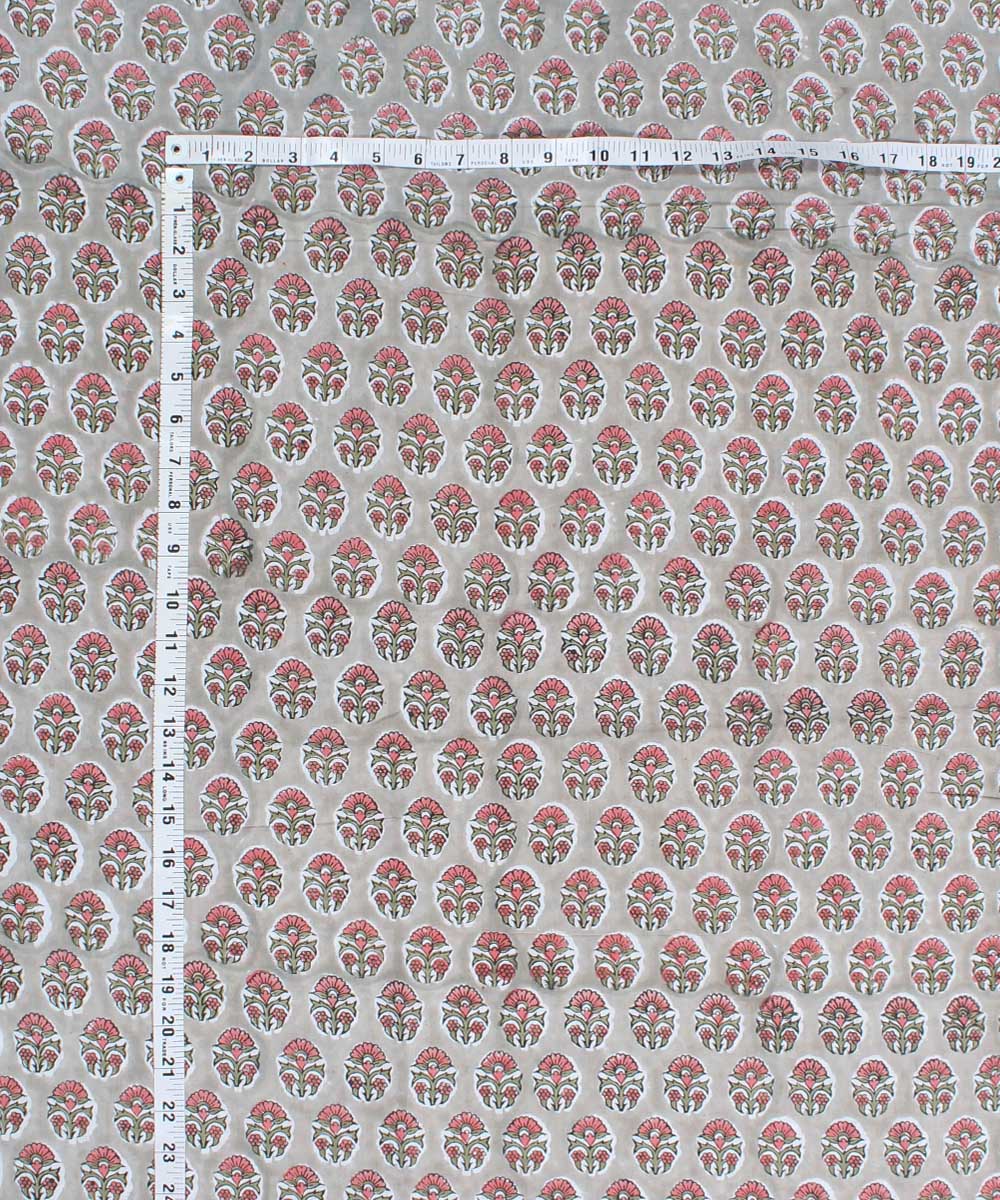 2.5m Grey hand block printed cotton kurta cut piece