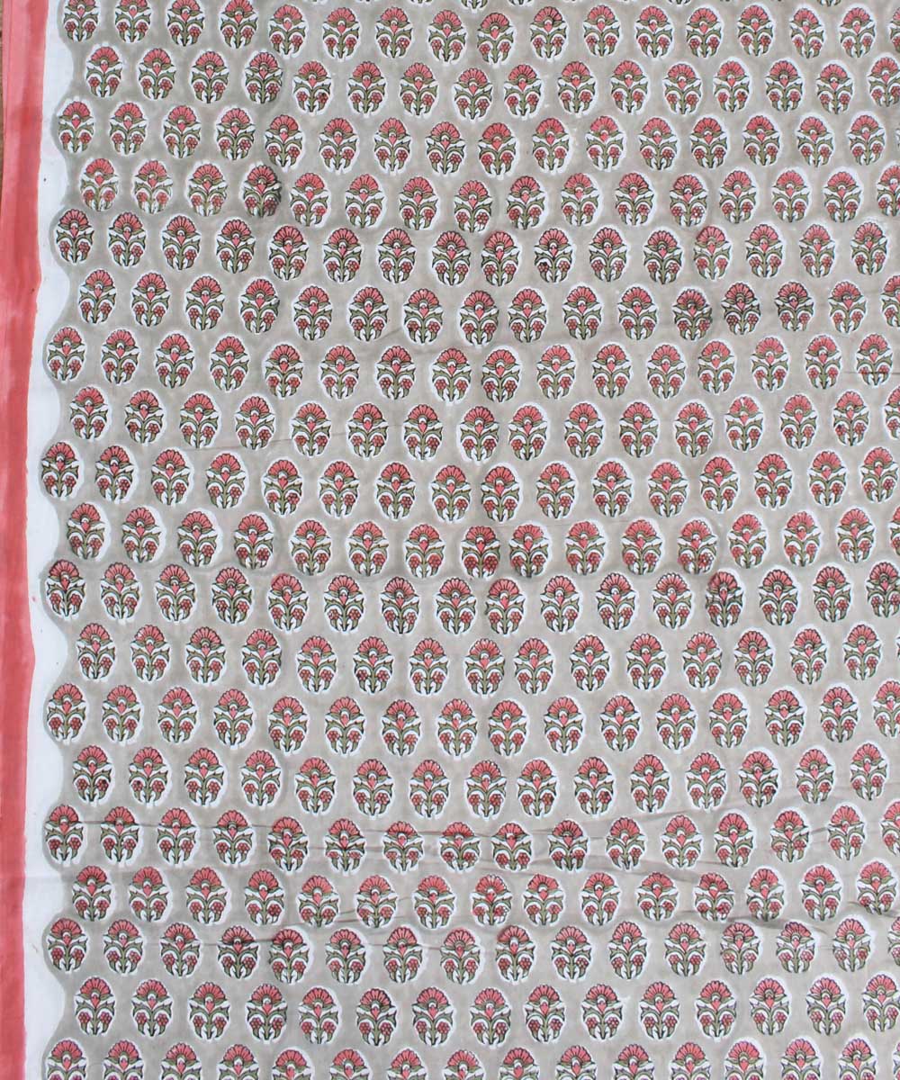 2.5m Grey hand block printed cotton kurta cut piece
