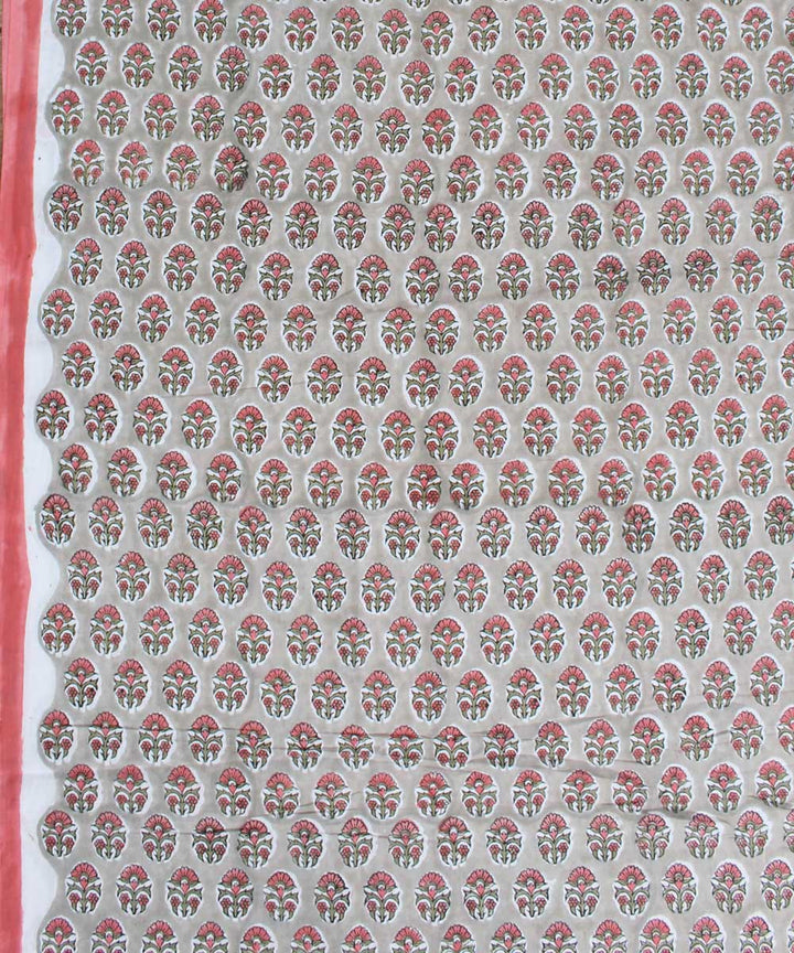 2.5m Grey hand block printed cotton kurta cut piece