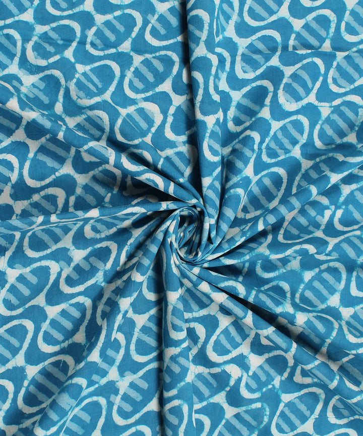 2.5m Light blue hand block printed cotton kurta cut piece