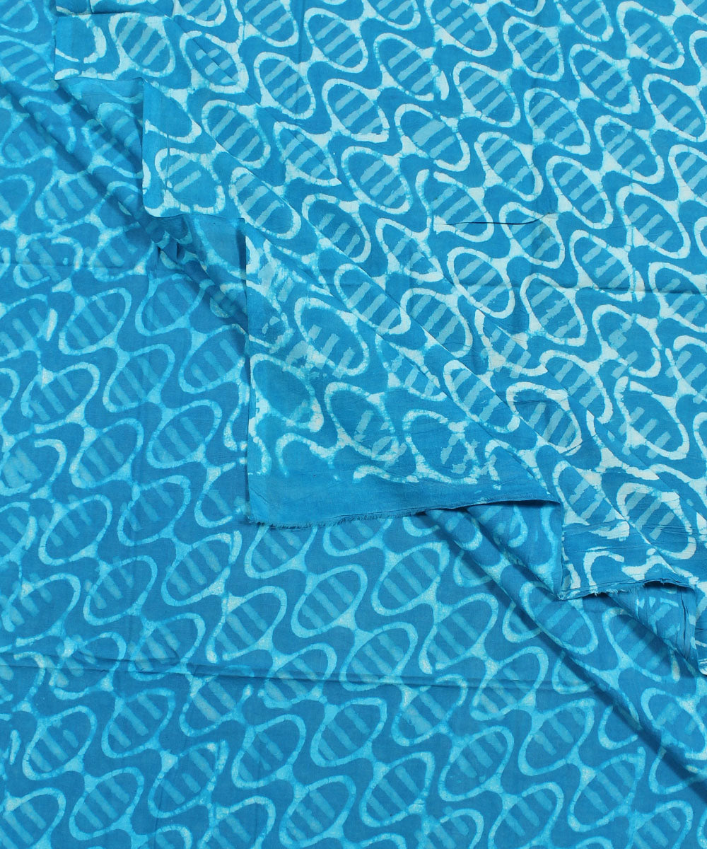 2.5m Light blue hand block printed cotton kurta cut piece