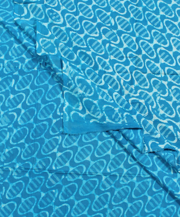 2.5m Light blue hand block printed cotton kurta cut piece