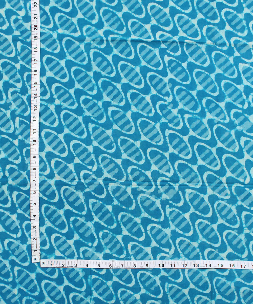 2.5m Light blue hand block printed cotton kurta cut piece