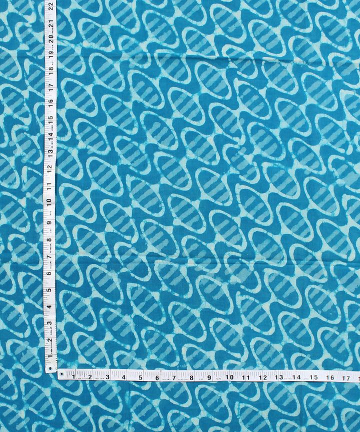 2.5m Light blue hand block printed cotton kurta cut piece