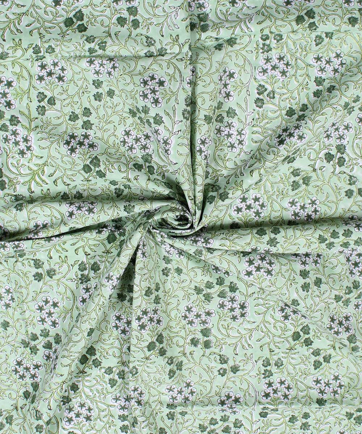 2.5m Cyan green handblock print cotton kurta cut piece