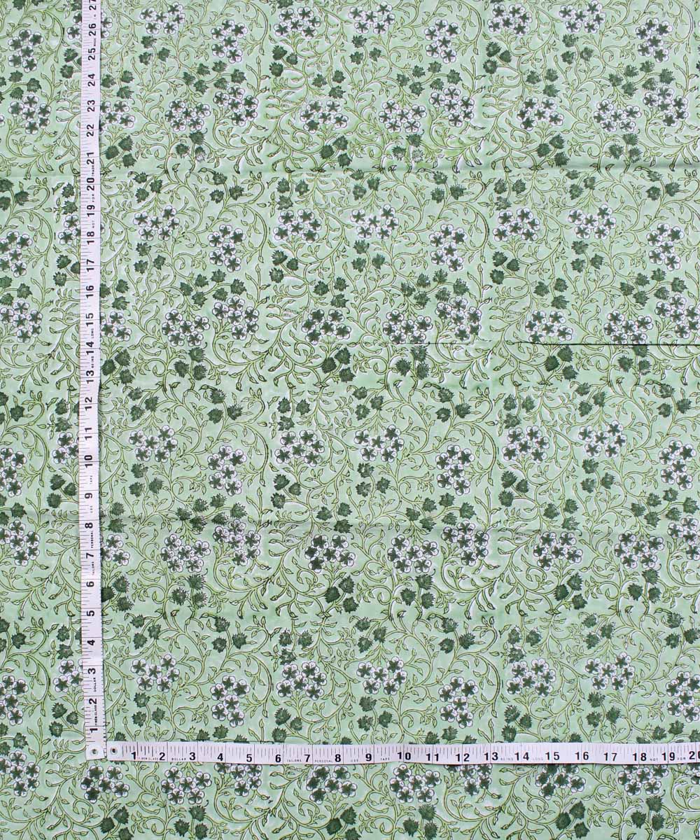 2.5m Cyan green handblock print cotton kurta cut piece