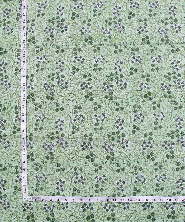 2.5m Cyan green handblock print cotton kurta cut piece